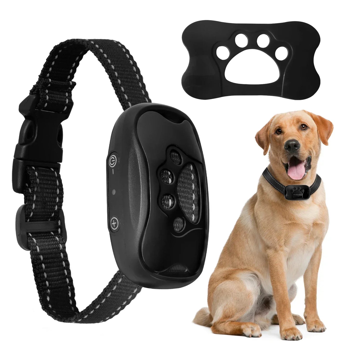 "Rechargeable Ultrasonic Anti-Bark Training Collar for Dogs with Vibration Control"